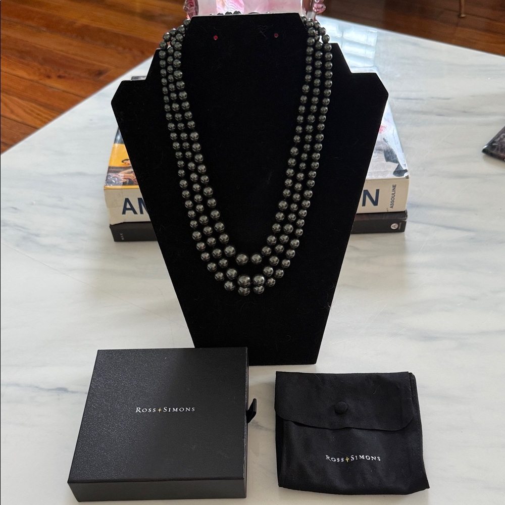 Ross-Simons Black Pearl 3-strand Necklace with Sterling Silver Clasp